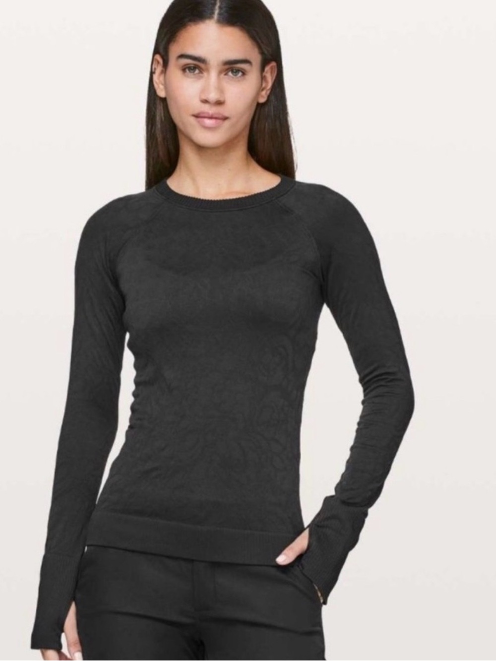 Lululemon Rest Less pullover Slim-Fit Black Long-Sleeve Crewneck Top, Sz 14 NWT